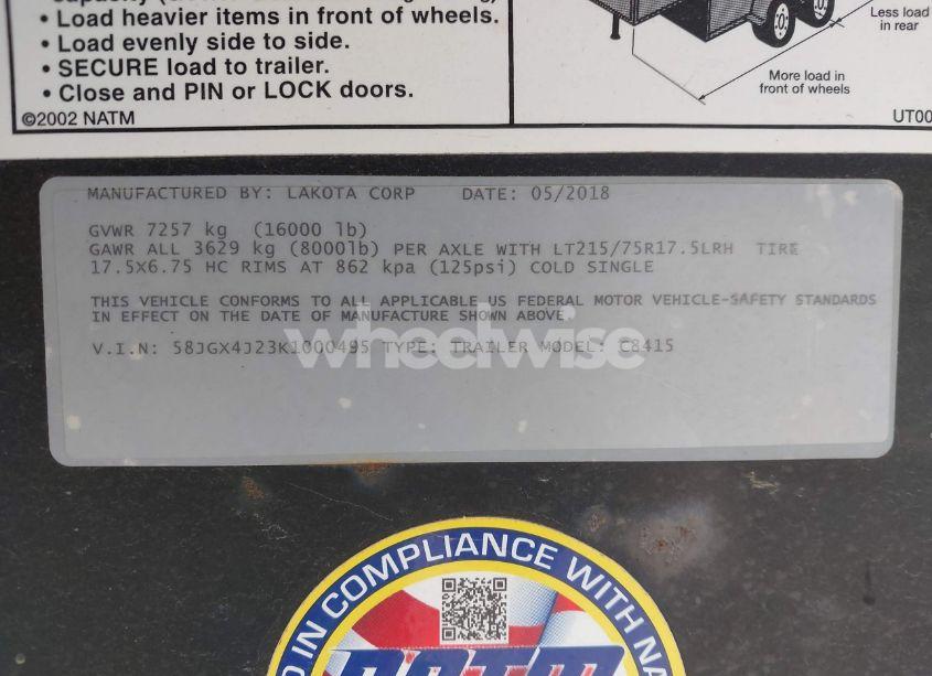 Photo 9 of 2019 Lakota Charger C8415 (VIN 58JGX4J23K1000495)