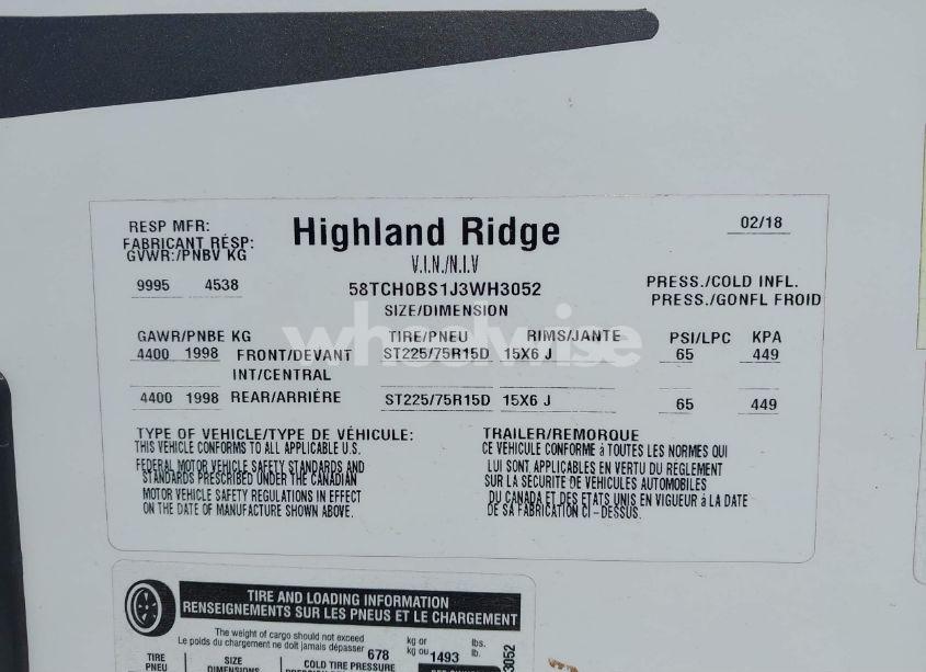 Photo 9 of 2018 Highland Ridge SILVER STAR (VIN 58TCH0BS1J3WH3052)