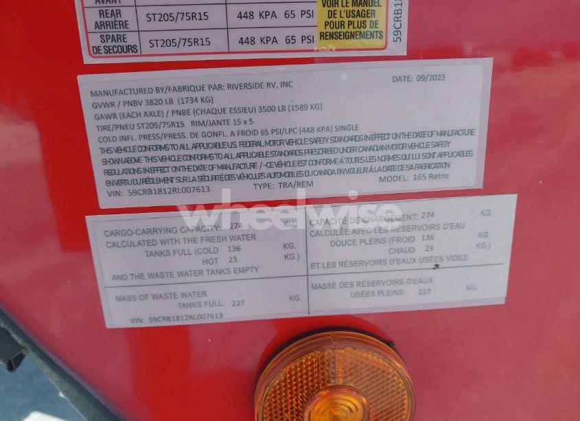 Photo 9 of 2024 Riverside Travel TRAILER (VIN 59CRB1812RL007613)