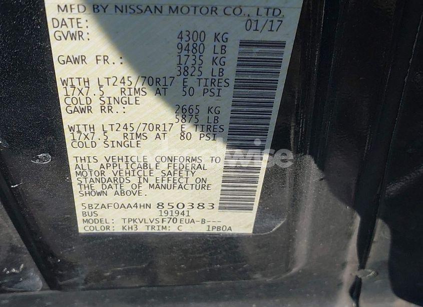 Photo 9 of 2017 Nissan Nv PASSENGER NV3500 HD SL V8 (VIN 5BZAF0AA4HN850383)