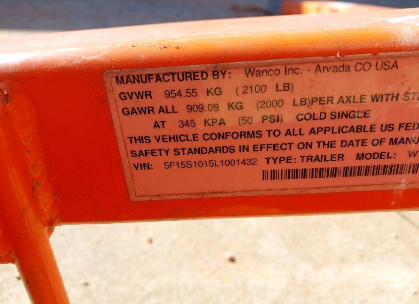 Photo 9 of 2020 Wanco Wvsl N/A (VIN 5F15S1015L1001432)