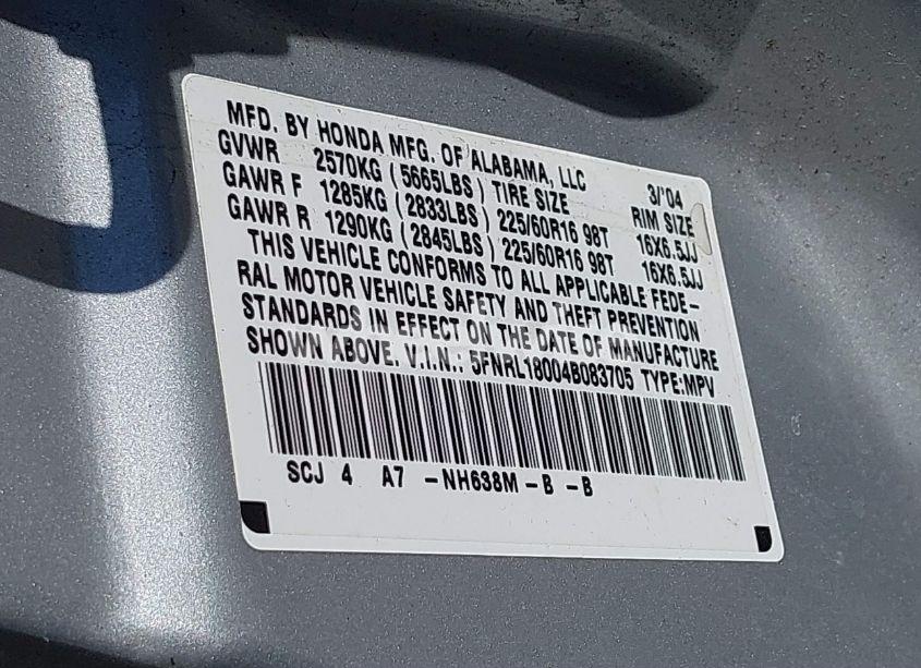 Photo 9 of 2004 Honda Odyssey EX-L (VIN 5FNRL18004B083705)