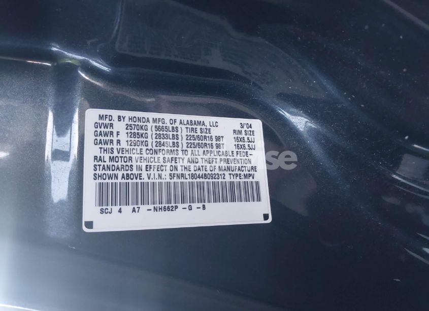 Photo 9 of 2004 Honda Odyssey EX-L (VIN 5FNRL18044B092312)