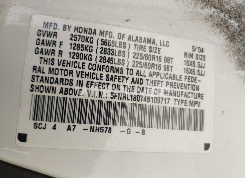 Photo 9 of 2004 Honda Odyssey EX-L (VIN 5FNRL18074B109717)