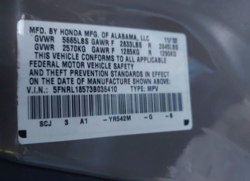 Photo 9 of 2003 Honda Odyssey LX (VIN 5FNRL18573B036410)