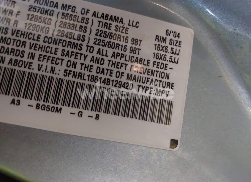 Photo 9 of 2004 Honda Odyssey EX (VIN 5FNRL18614B129420)