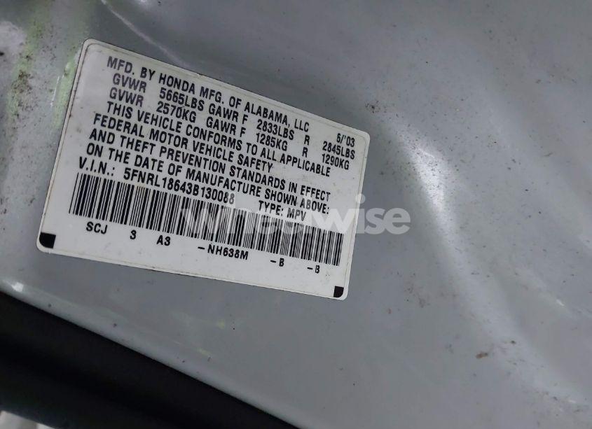 Photo 9 of 2003 Honda Odyssey EX (VIN 5FNRL18643B130088)