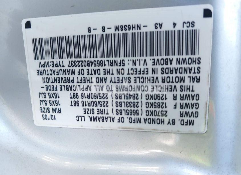 Photo 9 of 2004 Honda Odyssey EX (VIN 5FNRL18654B022337)