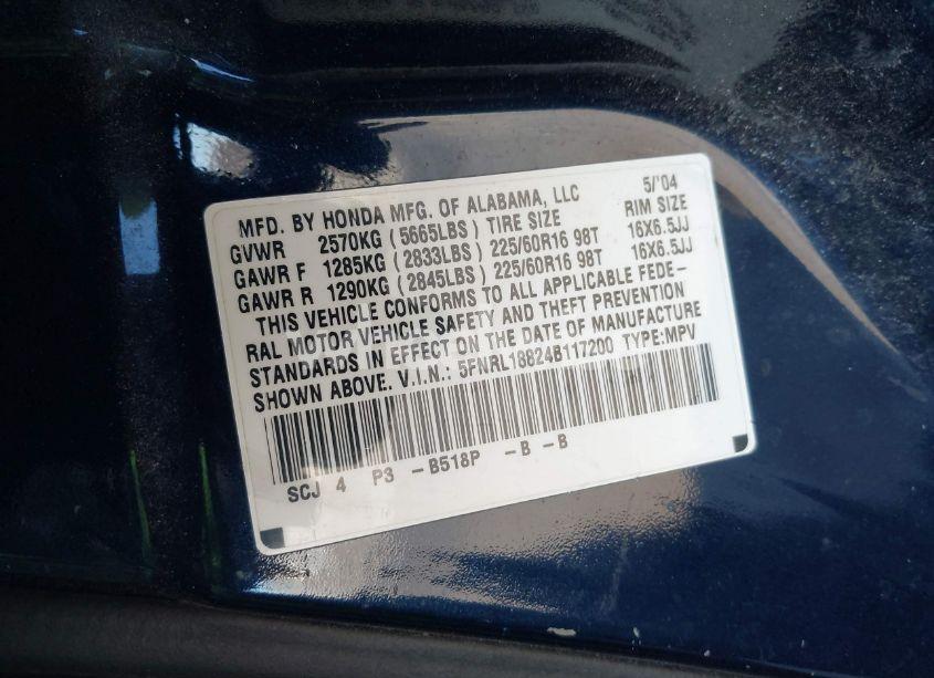 Photo 9 of 2004 Honda Odyssey EX (VIN 5FNRL18824B117200)