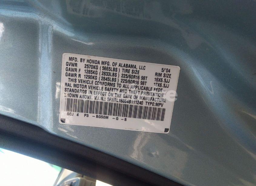 Photo 9 of 2004 Honda Odyssey EX (VIN 5FNRL18864B111240)