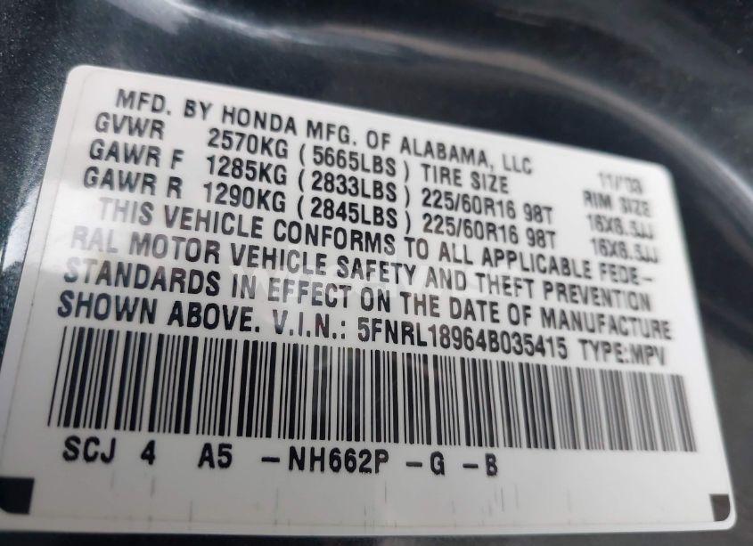 Photo 9 of 2004 Honda Odyssey EX-L (VIN 5FNRL18964B035415)