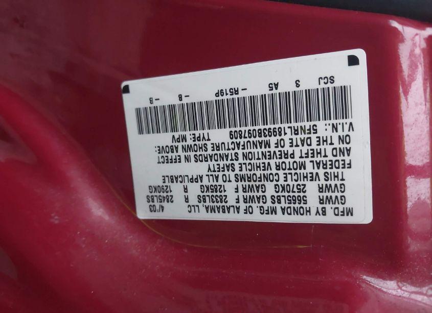 Photo 9 of 2003 Honda Odyssey EX-L (VIN 5FNRL18993B097809)