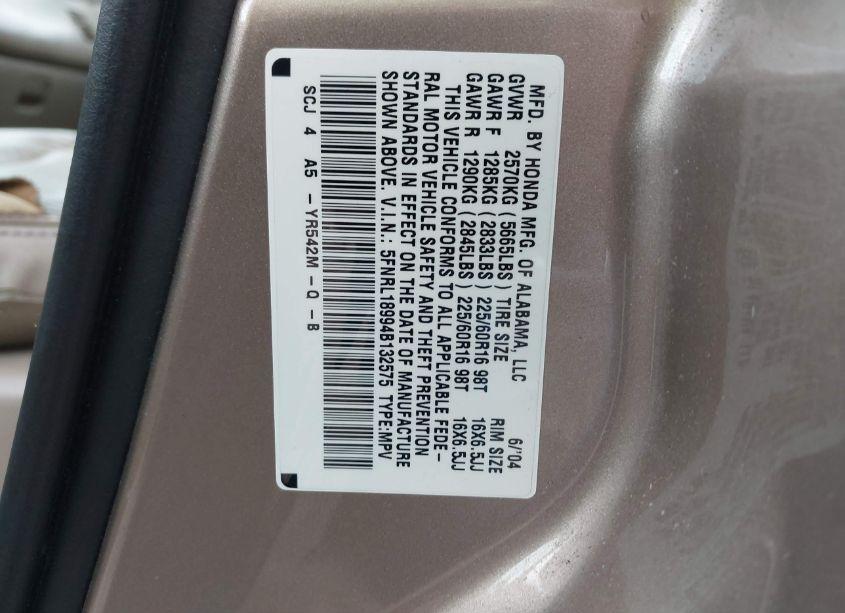 Photo 9 of 2004 Honda Odyssey EX-L (VIN 5FNRL18994B132575)