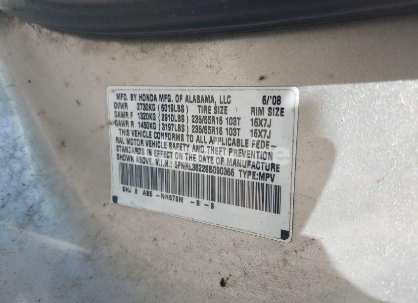 Photo 9 of 2008 Honda Odyssey LX (VIN 5FNRL38228B090366)