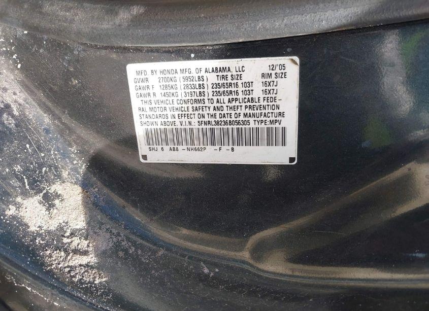 Photo 9 of 2006 Honda Odyssey LX (VIN 5FNRL38236B056305)