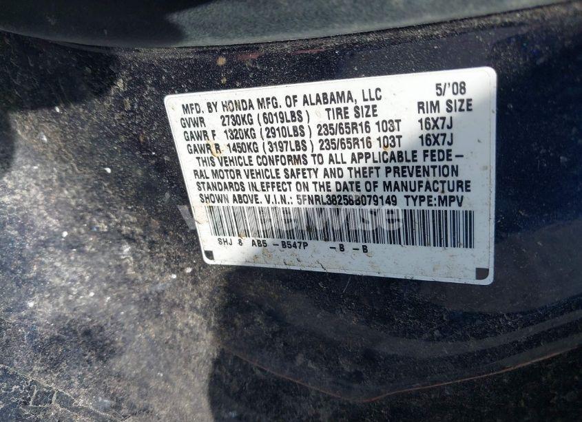 Photo 9 of 2008 Honda Odyssey LX (VIN 5FNRL38258B079149)