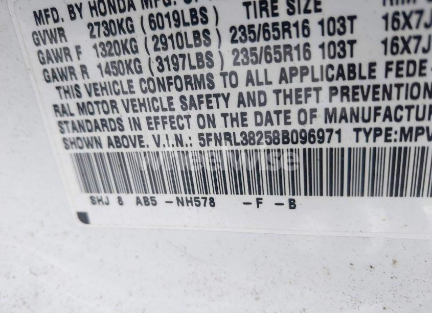 Photo 9 of 2008 Honda Odyssey LX (VIN 5FNRL38258B096971)