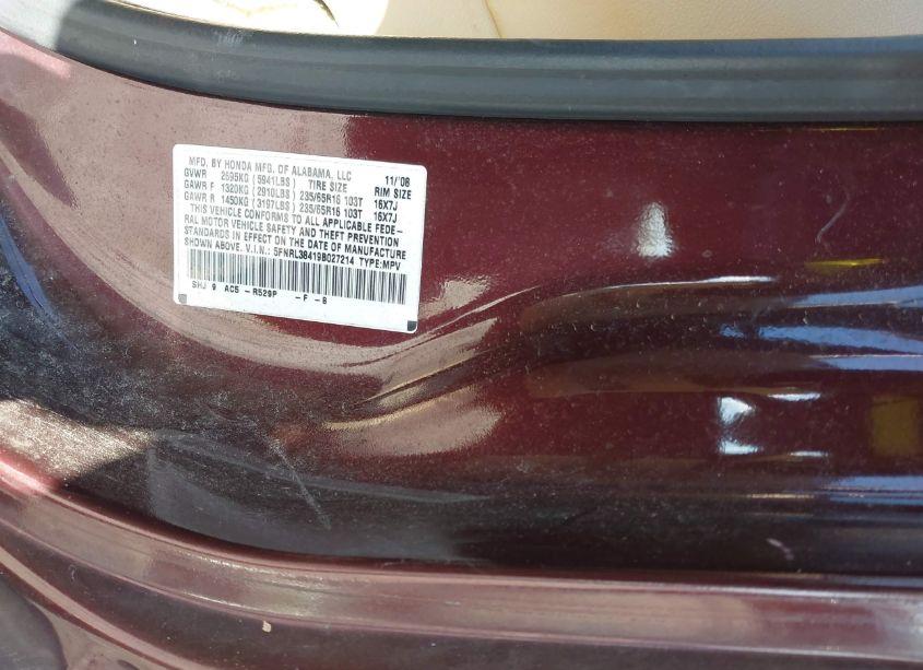 Photo 9 of 2009 Honda Odyssey EX (VIN 5FNRL38419B027214)