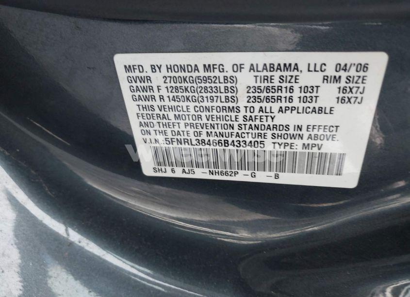 Photo 9 of 2006 Honda Odyssey EX (VIN 5FNRL38466B433405)