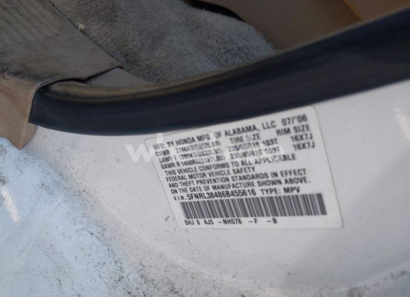 Photo 9 of 2006 Honda Odyssey EX (VIN 5FNRL38486B455616)