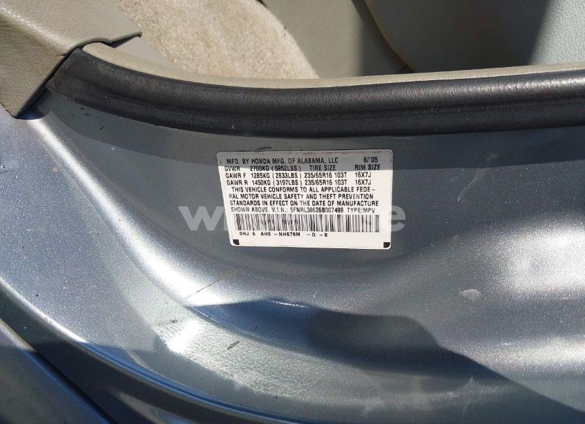 Photo 9 of 2006 Honda Odyssey EX-L (VIN 5FNRL38626B007499)