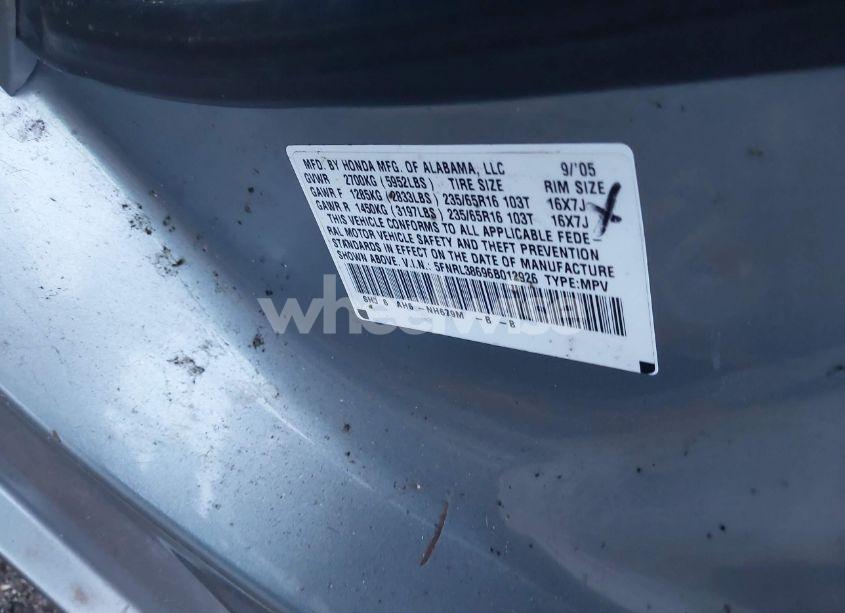 Photo 9 of 2006 Honda Odyssey EX-L (VIN 5FNRL38696B012926)