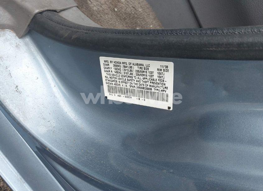 Photo 9 of 2009 Honda Odyssey EX-L (VIN 5FNRL38699B029956)