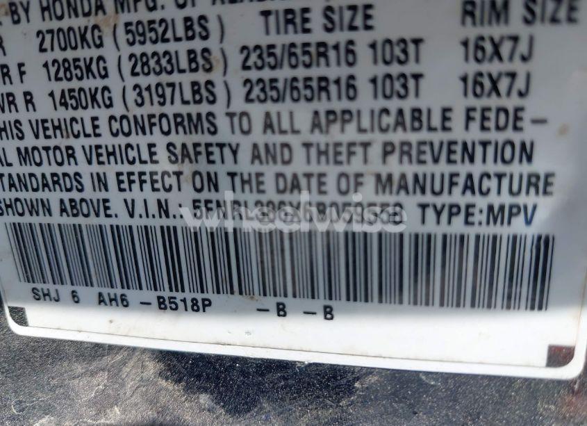 Photo 9 of 2006 Honda Odyssey EX-L (VIN 5FNRL386X6B059558)