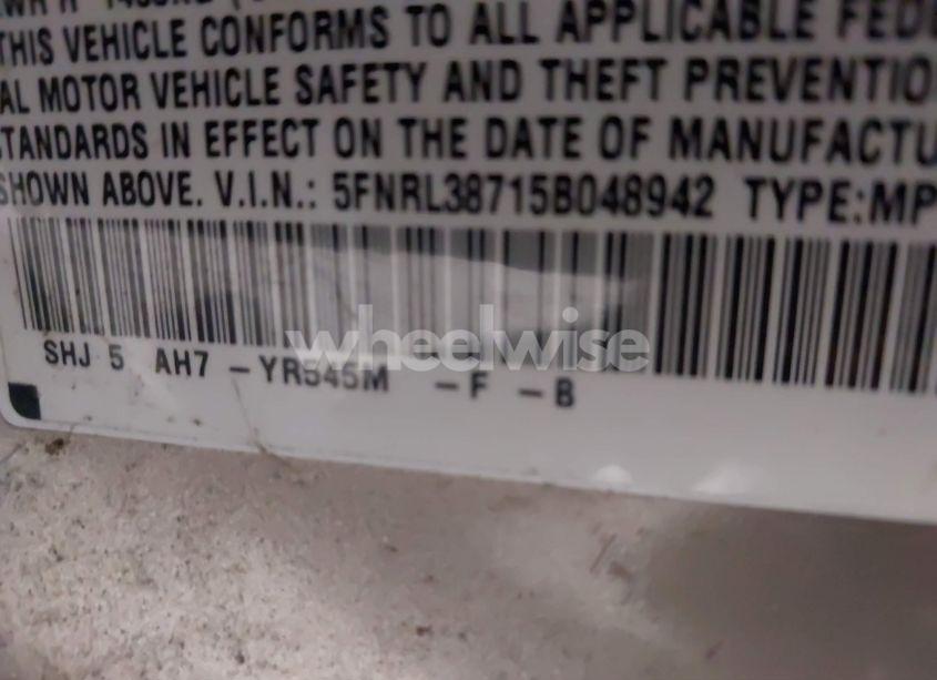 Photo 9 of 2005 Honda Odyssey EX-L (VIN 5FNRL38715B048942)