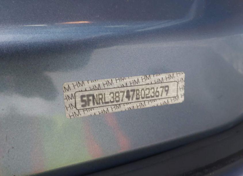 Photo 9 of 2007 Honda Odyssey EX-L (VIN 5FNRL38747B023679)