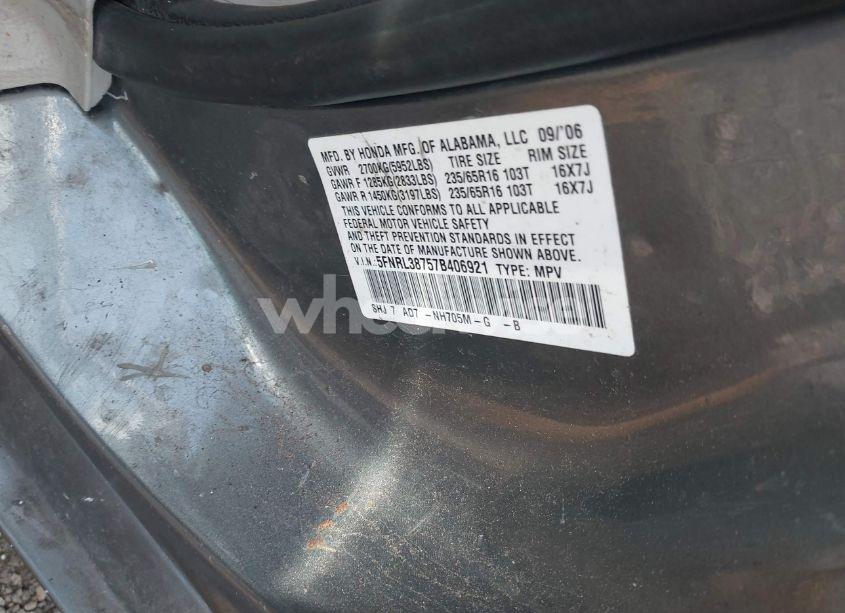 Photo 9 of 2007 Honda Odyssey EX-L (VIN 5FNRL38757B406921)