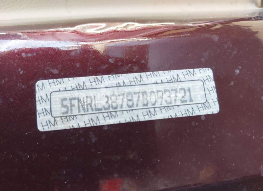 Photo 9 of 2007 Honda Odyssey EX-L (VIN 5FNRL38787B093721)