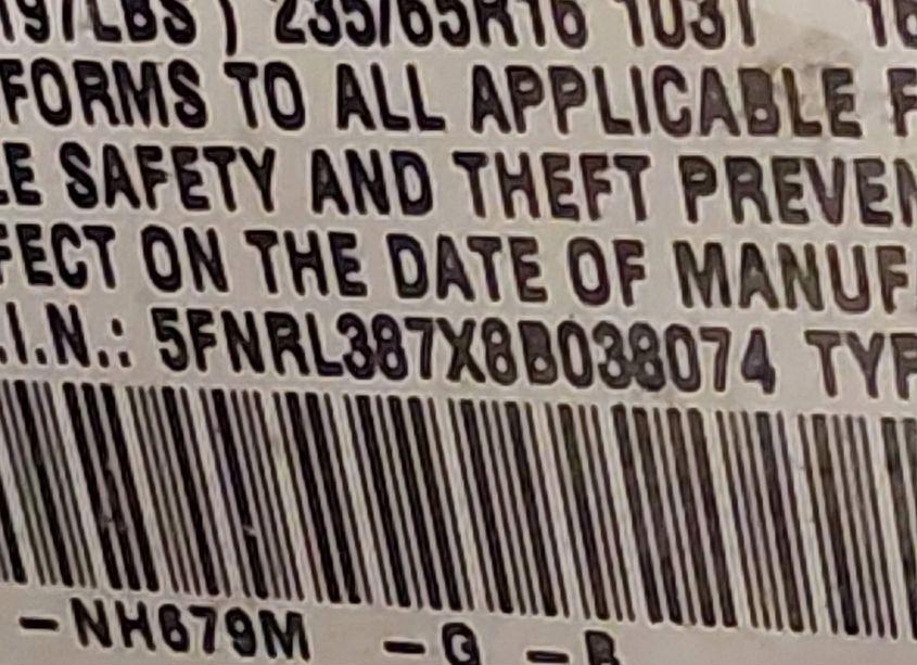 Photo 9 of 2008 Honda Odyssey EX-L (VIN 5FNRL387X8B038074)