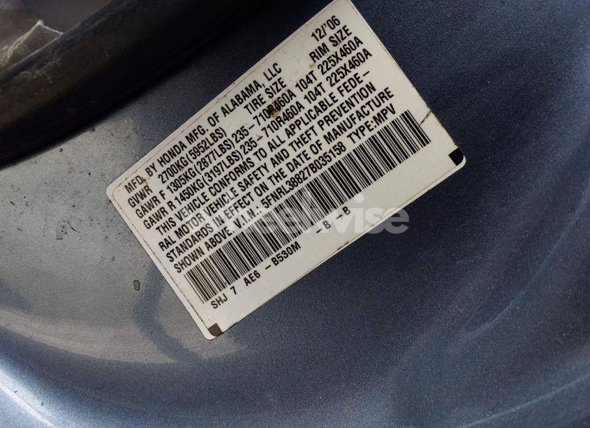 Photo 9 of 2007 Honda Odyssey TOURING (VIN 5FNRL38827B035158)