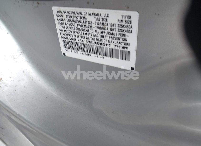 Photo 9 of 2009 Honda Odyssey TOURING (VIN 5FNRL38829B024101)