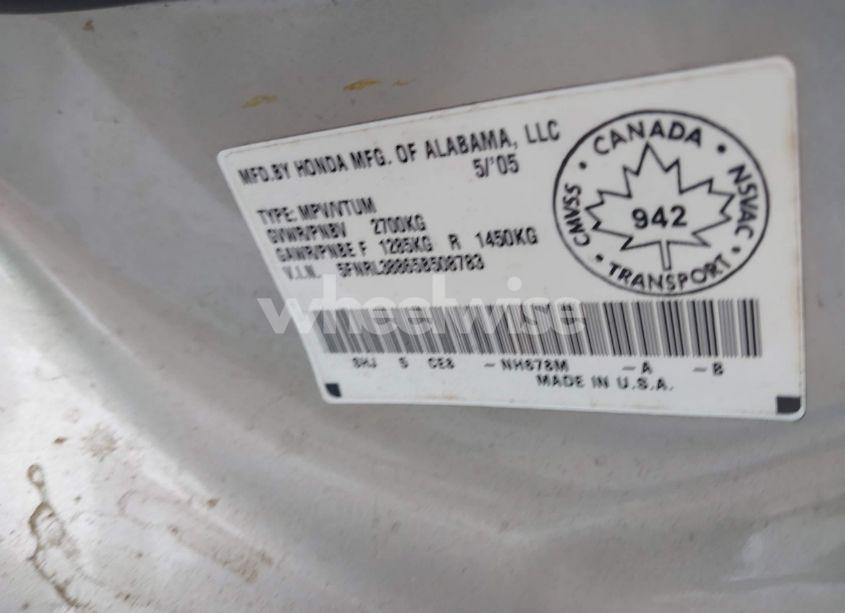 Photo 9 of 2005 Honda Odyssey TOURING (VIN 5FNRL38865B508783)