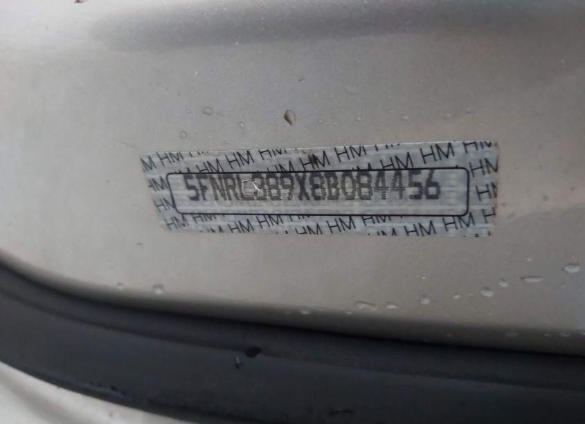 Photo 9 of 2008 Honda Odyssey TOURING (VIN 5FNRL389X8B084456)