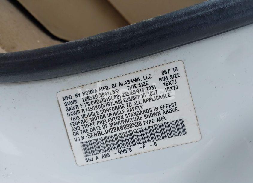 Photo 9 of 2010 Honda Odyssey LX (VIN 5FNRL3H23AB090530)