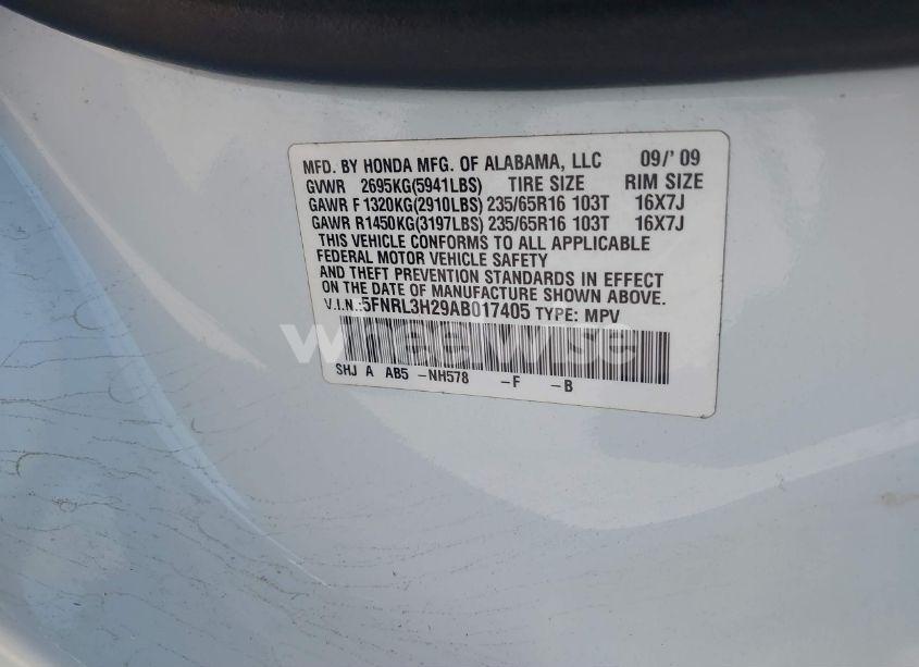 Photo 9 of 2010 Honda Odyssey LX (VIN 5FNRL3H29AB017405)