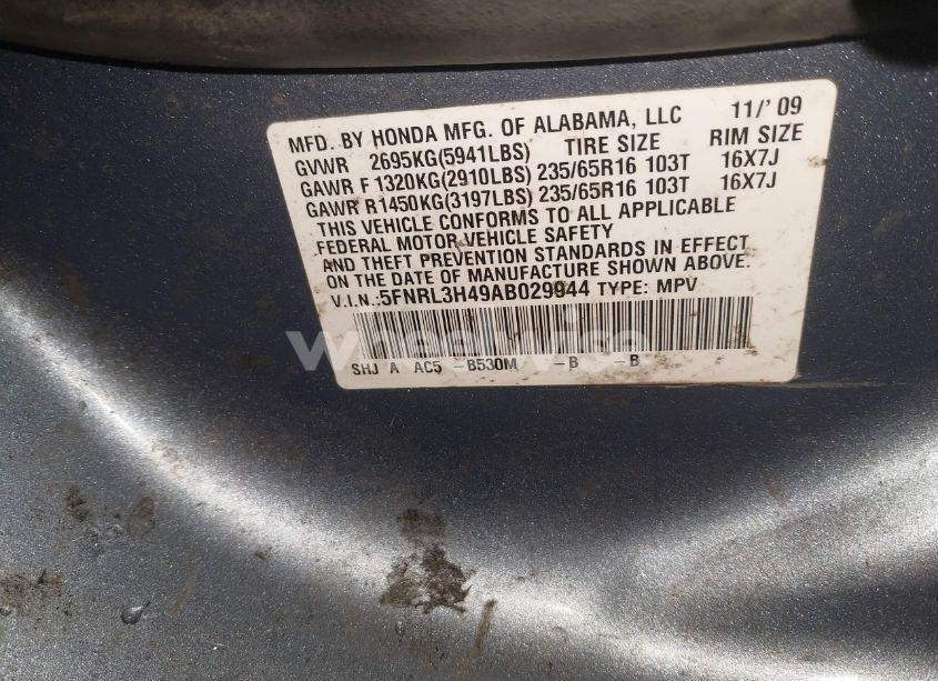 Photo 9 of 2010 Honda Odyssey EX (VIN 5FNRL3H49AB029944)