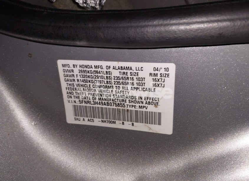 Photo 9 of 2010 Honda Odyssey EX (VIN 5FNRL3H49AB075855)