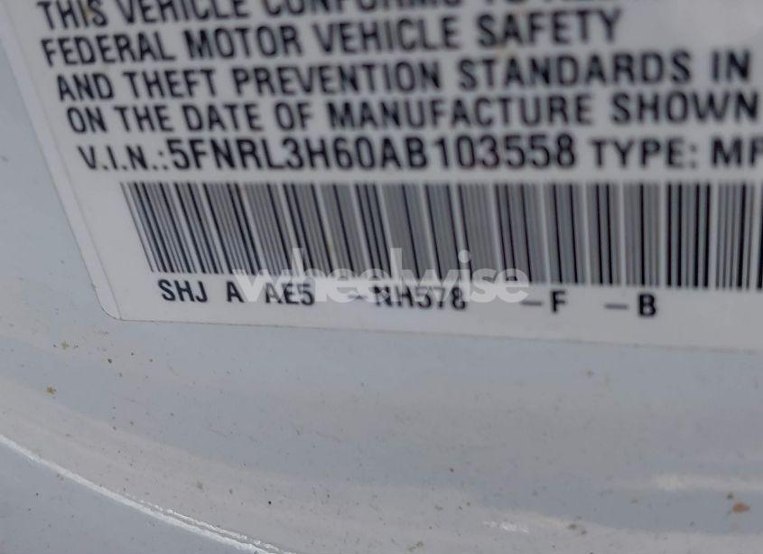 Photo 9 of 2010 Honda Odyssey EX-L (VIN 5FNRL3H60AB103558)