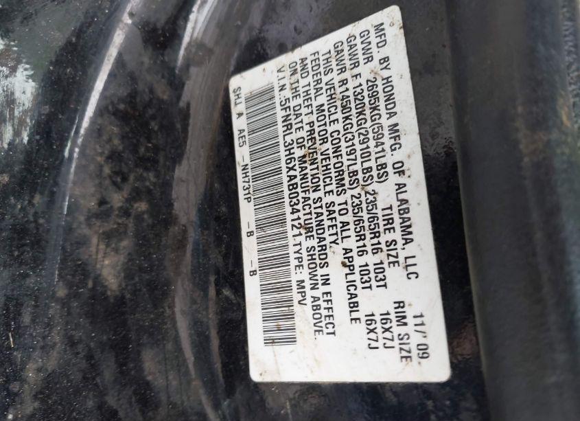 Photo 9 of 2010 Honda Odyssey EX-L (VIN 5FNRL3H6XAB034121)