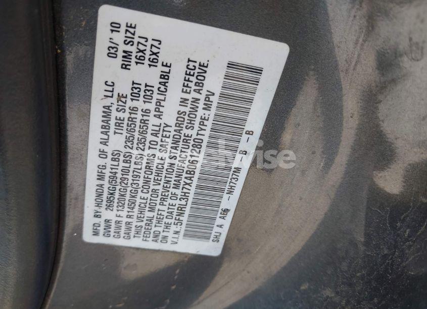 Photo 9 of 2010 Honda Odyssey EX-L (VIN 5FNRL3H7XAB061280)