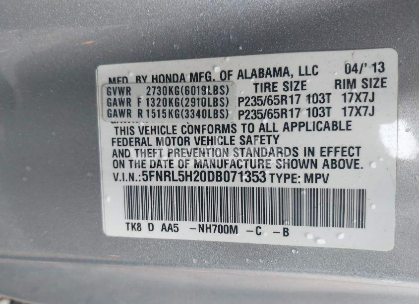 Photo 9 of 2013 Honda Odyssey LX (VIN 5FNRL5H20DB071353)