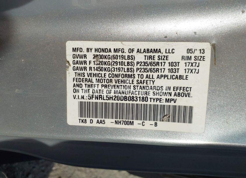 Photo 9 of 2013 Honda Odyssey LX (VIN 5FNRL5H20DB083180)