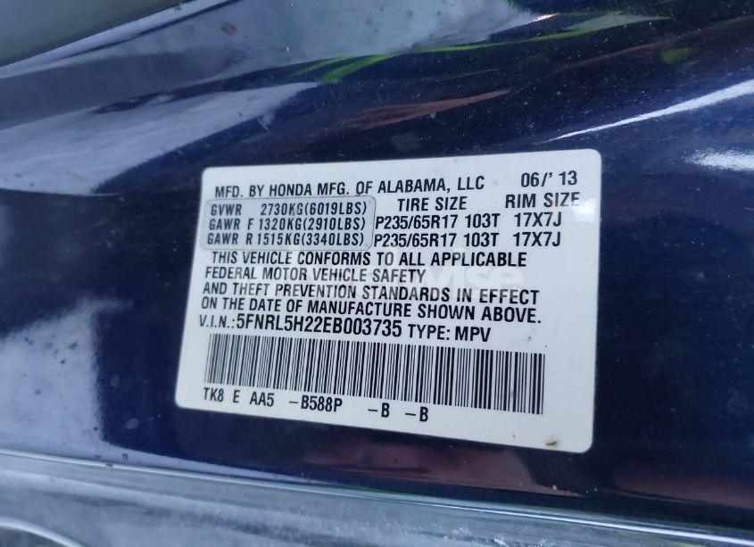 Photo 9 of 2014 Honda Odyssey LX (VIN 5FNRL5H22EB003735)