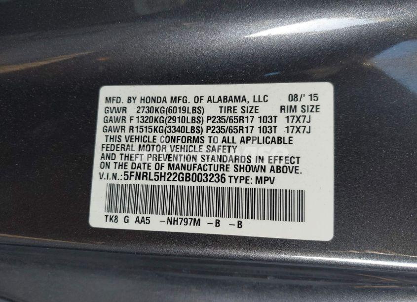 Photo 9 of 2016 Honda Odyssey LX (VIN 5FNRL5H22GB003236)