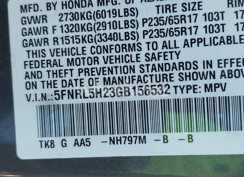 Photo 9 of 2016 Honda Odyssey LX (VIN 5FNRL5H23GB156532)