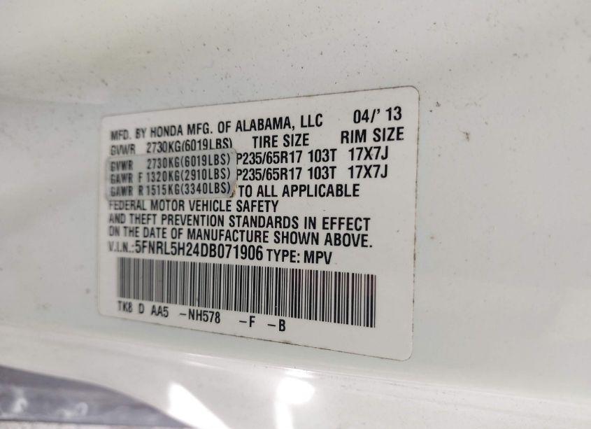 Photo 9 of 2013 Honda Odyssey LX (VIN 5FNRL5H24DB071906)